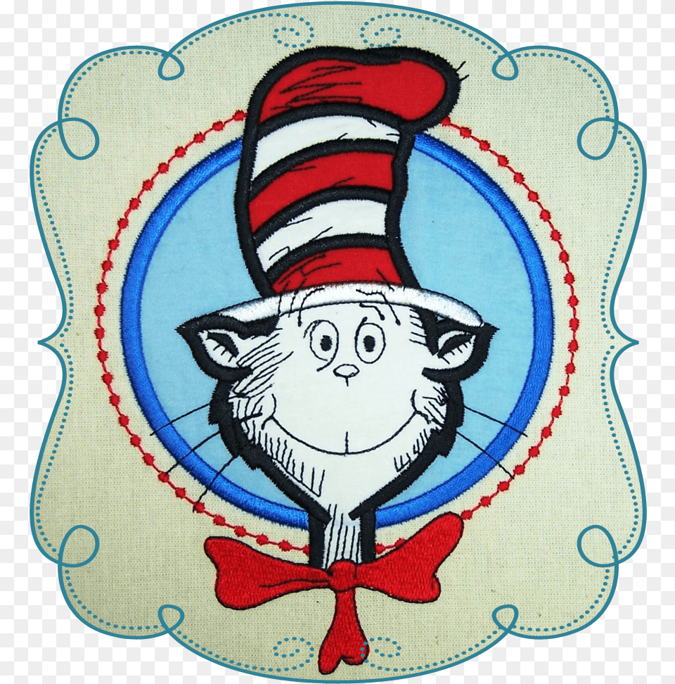 Cat In The Hat Applique Machine Embroidery Design Pattern Instant Machine Embroidery, Baby, Person, Face, Head Png Image