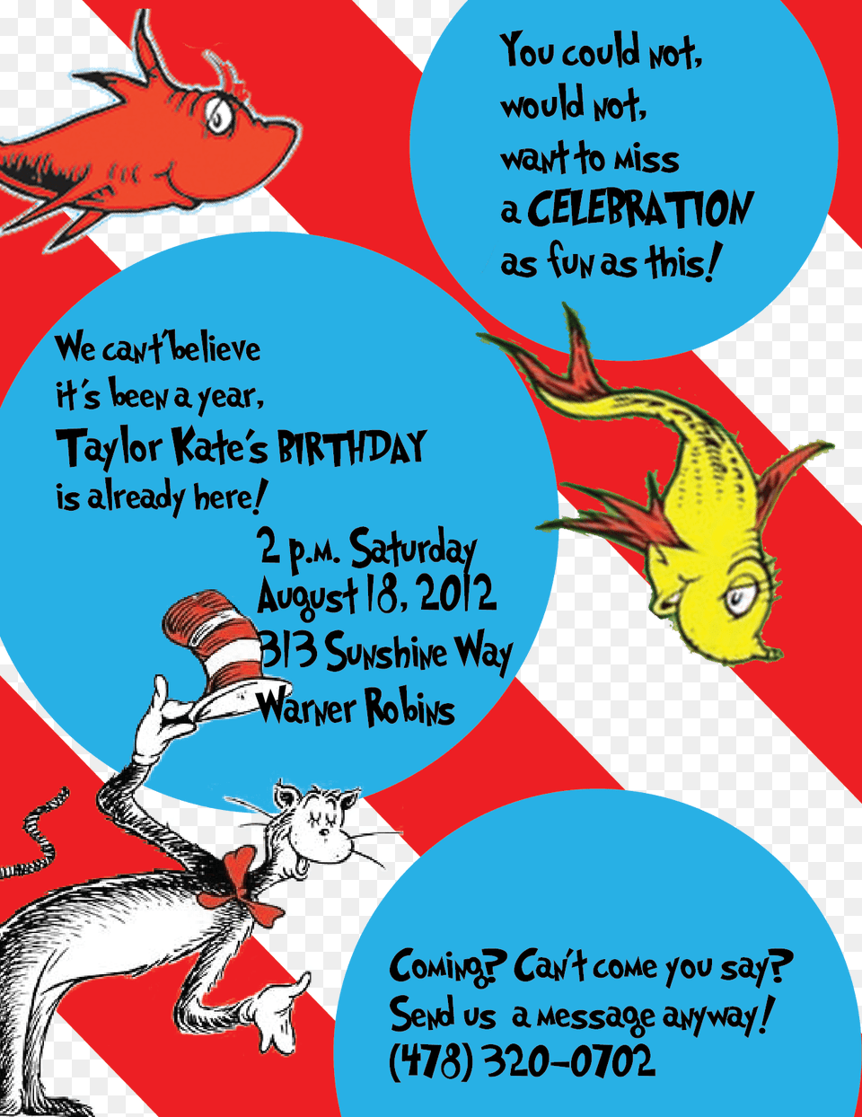 Cat In The Hat Birthday Invitation Cat In The Hat Invites, Book, Comics, Publication, Advertisement Free Png