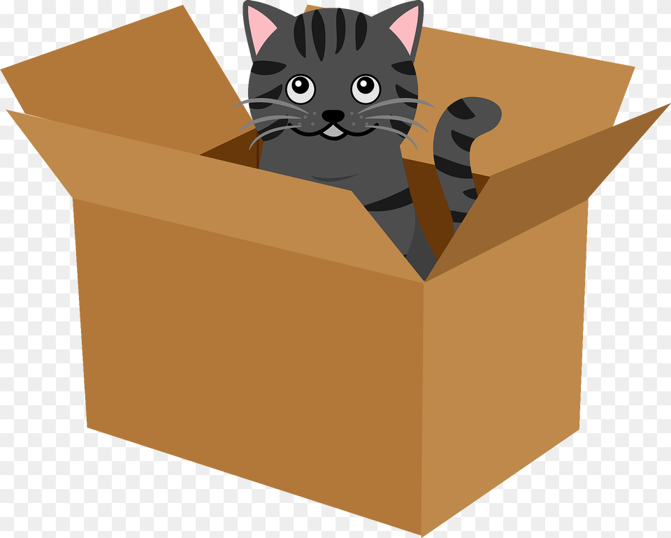 Cat Is In A Box Clipart, Cardboard, Carton, Animal, Mammal Free Png Download