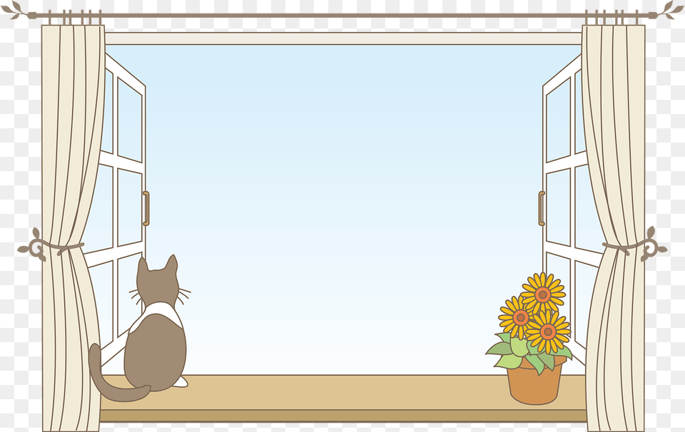 Cat Is Looking Out The Window Clipart, Plant Png Image