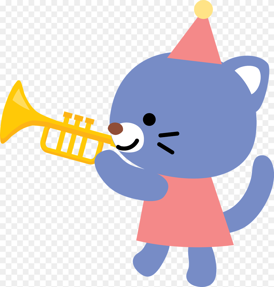 Cat Is Playing Trumpet Clipart, Musical Instrument, Horn, Brass Section, Fish Free Transparent Png