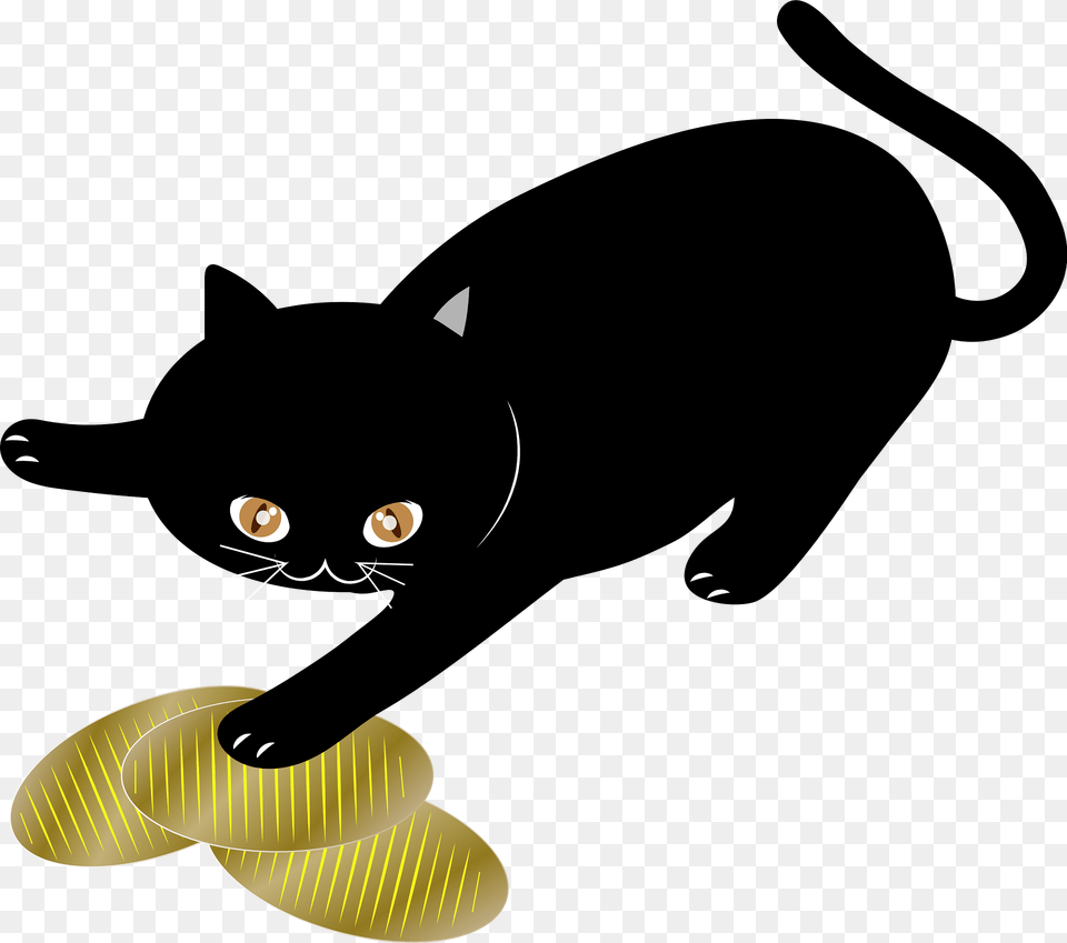 Cat Japanese Oval Gold Coin Clipart, Animal, Mammal, Pet, Black Cat Free Png Download
