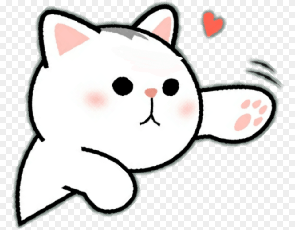 Cat Kawaii Cute Pretty Anime Heart Pet Cat Grabs Treat Png Image