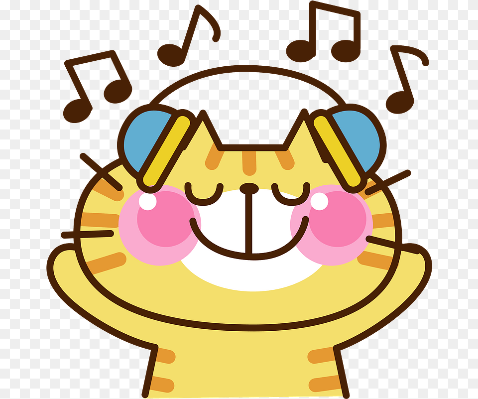 Cat Listening Music Clipart Transparent Listening Cute Music Clipart, Cream, Dessert, Food, Ice Cream Free Png Download