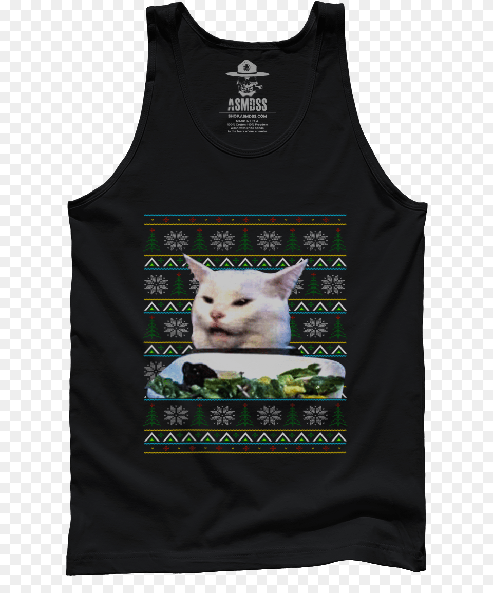 Cat Meme Christmas Tiger King, Clothing, Tank Top, Animal, Mammal Png