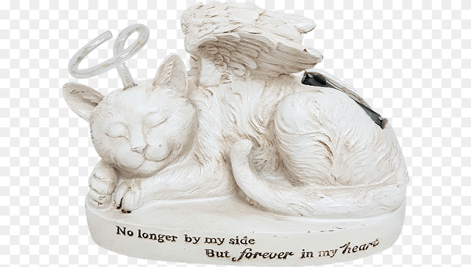 Cat Memorial Angel Solar Halo Garden Statue Carving, Figurine, Animal, Pet, Mammal Free Transparent Png