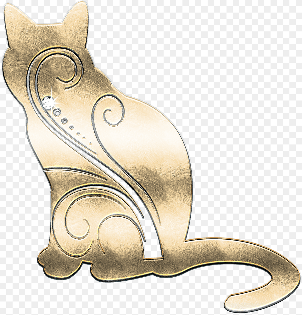 Cat Metal Gold Picture Gold Cat, Animal, Mammal, Pet, Egyptian Cat Free Transparent Png