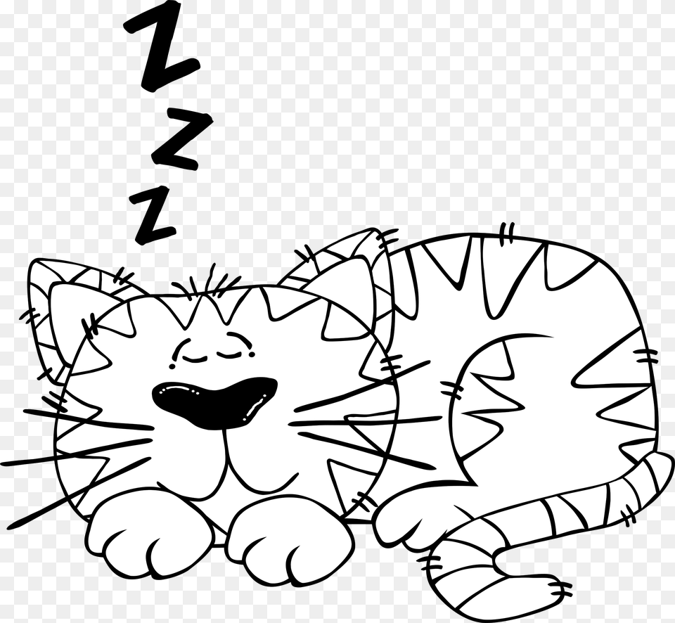 Cat Napping Clipart Black And White, Art, Drawing, Baby, Person Png