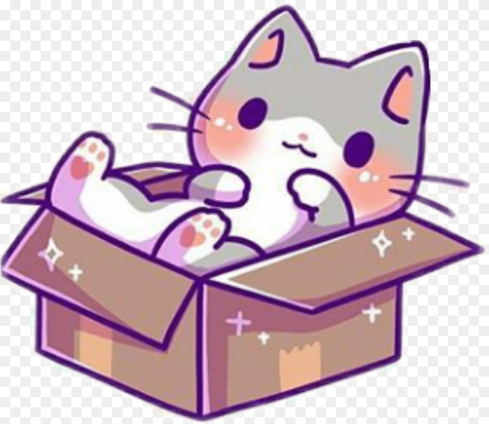 Cat Neko Kawaii Kawaii Cat In A Box Free Png