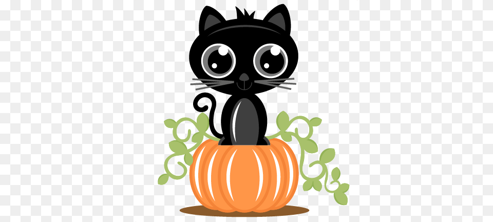 Cat On Pumpkin Svg Cutting Files For Scrapbooking Cat Halloween Craft Clip Art, Food, Plant, Produce, Vegetable Free Transparent Png