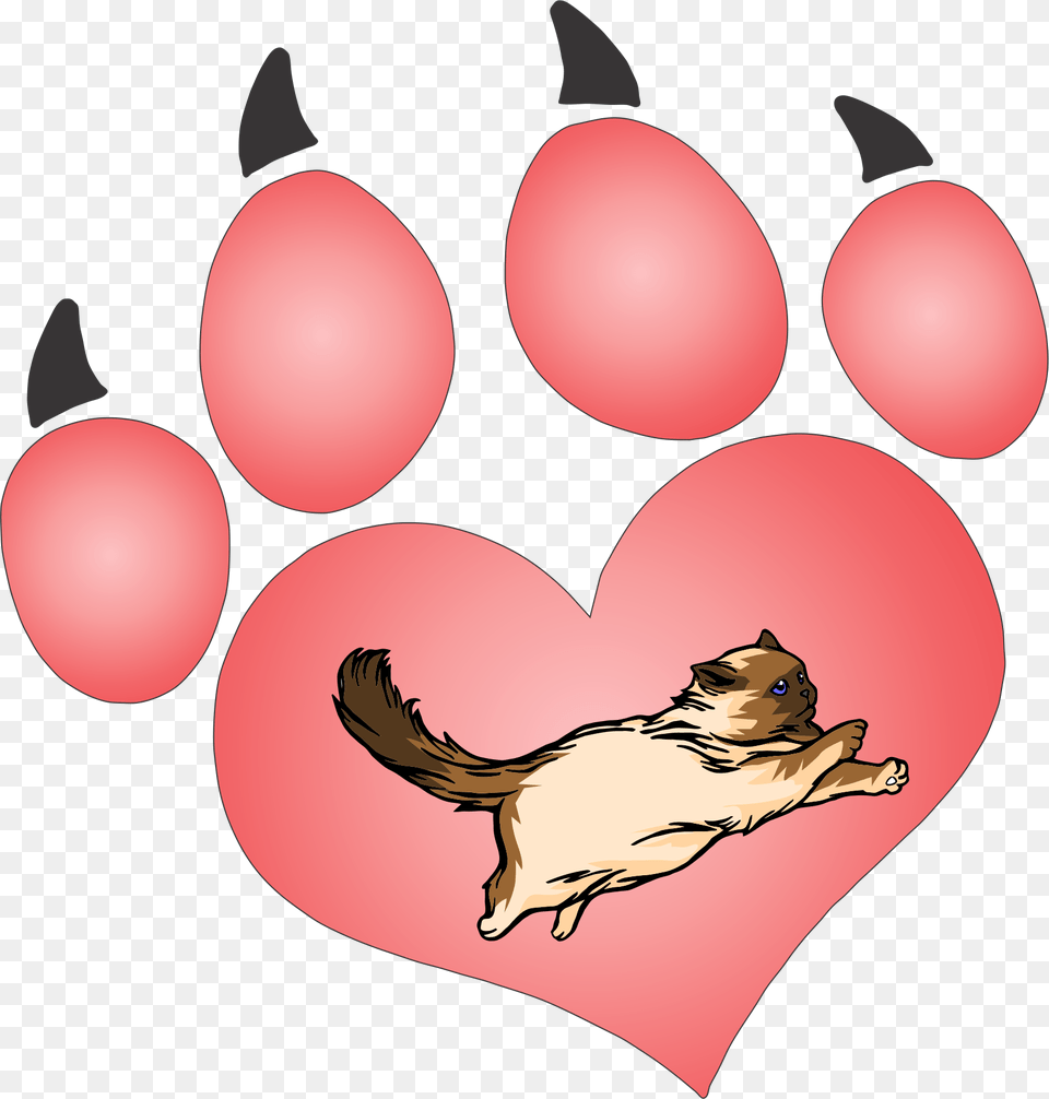 Cat Paw 79 Decal Transparent Background Heart Paw, Animal, Mammal, Pig, Electronics Free Png Download