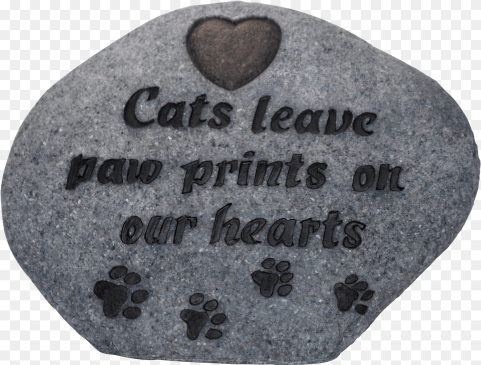 Cat Paw Print Memorial Stone Grey By Vivid Arts Heart, Pebble, Rock Free Png