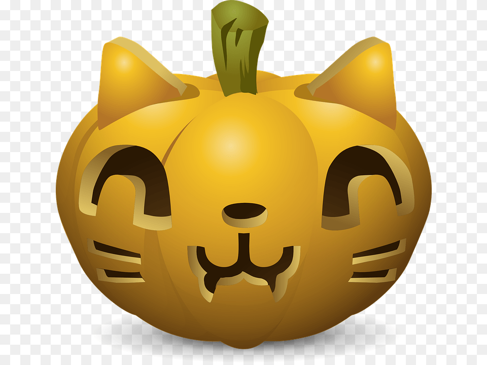 Cat Pumpkin Carving, Food, Plant, Produce, Vegetable Free Png Download