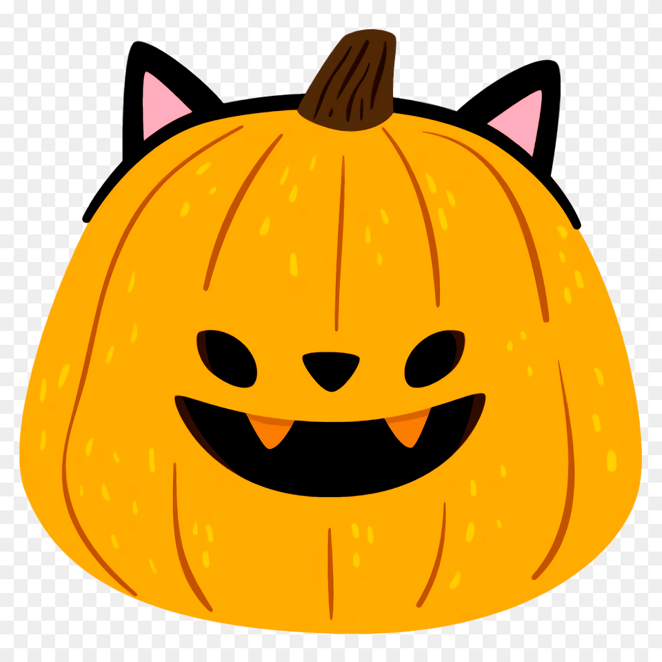 Cat Pumpkin Clipart Transparent Creazilla Cute Halloween Pumpkin Drawing, Food, Plant, Produce, Vegetable Free Png Download