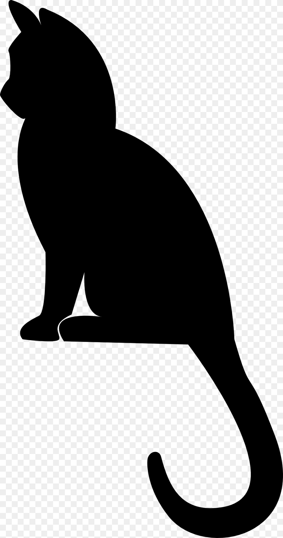 Cat Silhouette Clip Art Sitting Cat Silhouette Black Kitten Silhouette, Stencil, Animal, Mammal, Pet Free Png Download