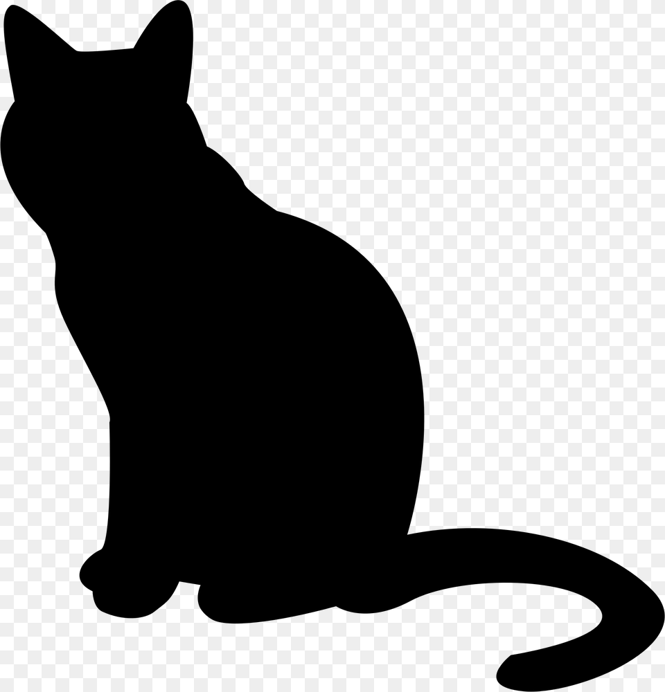 Cat Silhouette Clipart Clip Art Outline, Gray Free Png