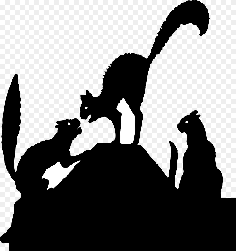 Cat Silhouette Outline Cat Fight Clipart, Stencil Png Image