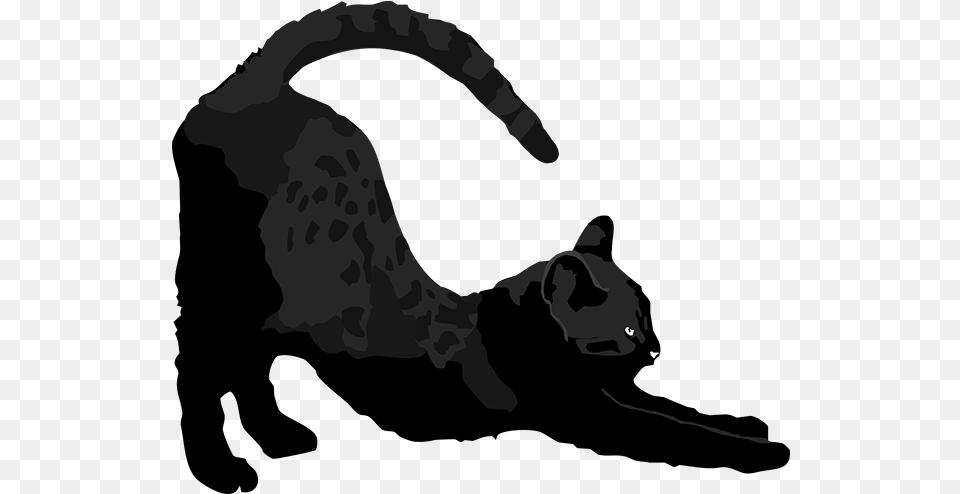Cat Silhouette Stretching, Stencil, Animal, Mammal, Baby Free Png Download