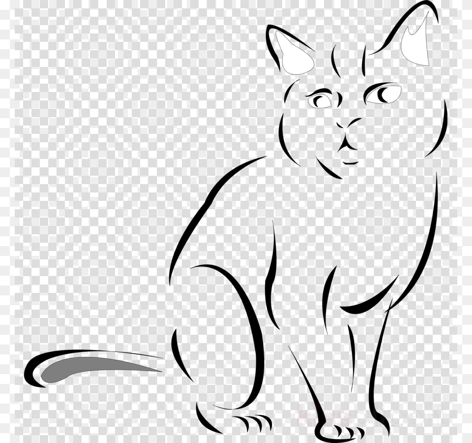 Cat Sketch Black And White Clipart Kitten Siamese Cat Clip Art, Animal, Deer, Mammal, Wildlife Free Png Download