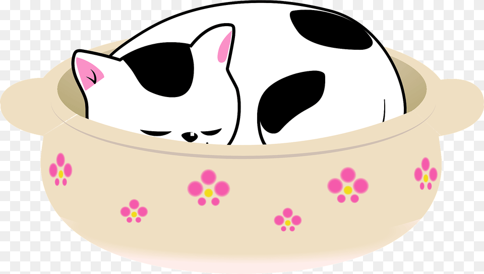 Cat Sleeping In Its Bed Clipart, Bowl, Hot Tub, Tub, Animal Png Image