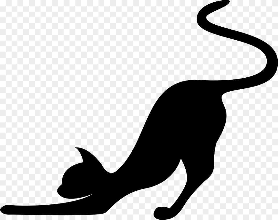Cat Stretching Silhouette Icon, Stencil, Animal, Kangaroo, Mammal Png