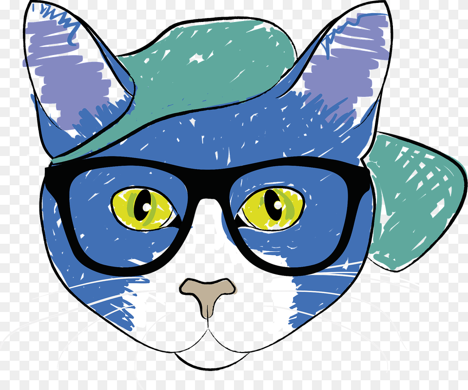 Cat Wearing Glasses Clipart, Accessories, Art, Person, Baby Free Png Download