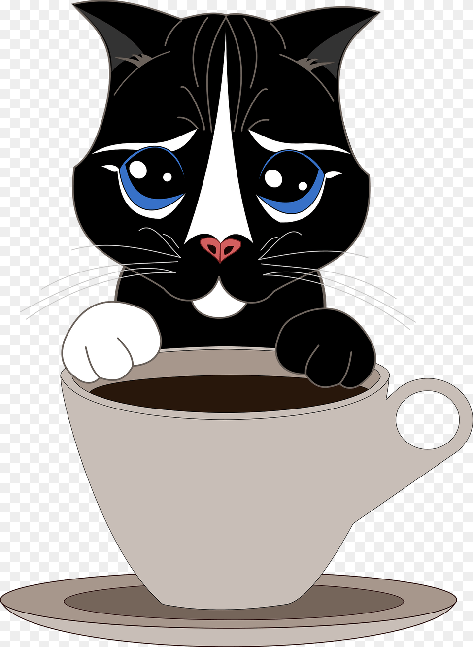 Cat With Cup Of Coffee Clipart, Animal, Shark, Sea Life, Pet Free Png