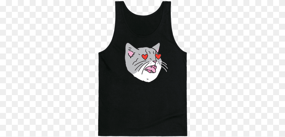 Cat With Heart Eyes Tank Top Punch Out Doc Tee, Clothing, Tank Top, Animal, Mammal Free Png Download