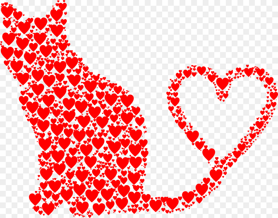 Cat With Hearts, Heart, Art Free Transparent Png