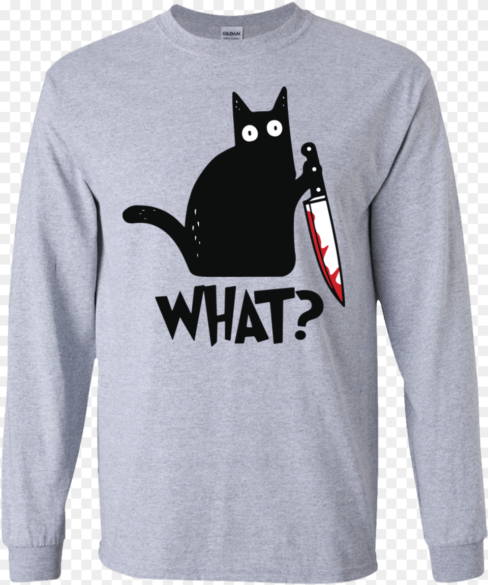 Cat With Knife Shirt, Sleeve, Clothing, Long Sleeve, T-shirt Free Png