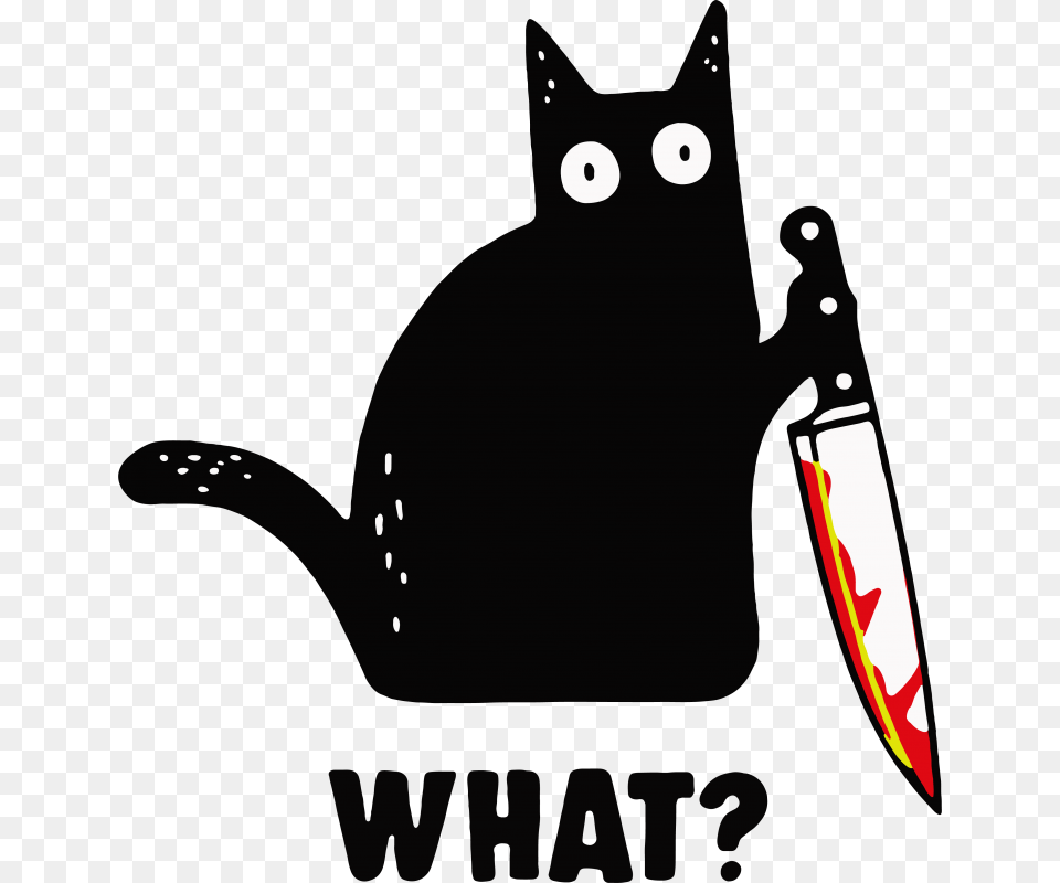 Cat With Knife Shirt, Animal, Mammal, Pet, Black Cat Png Image