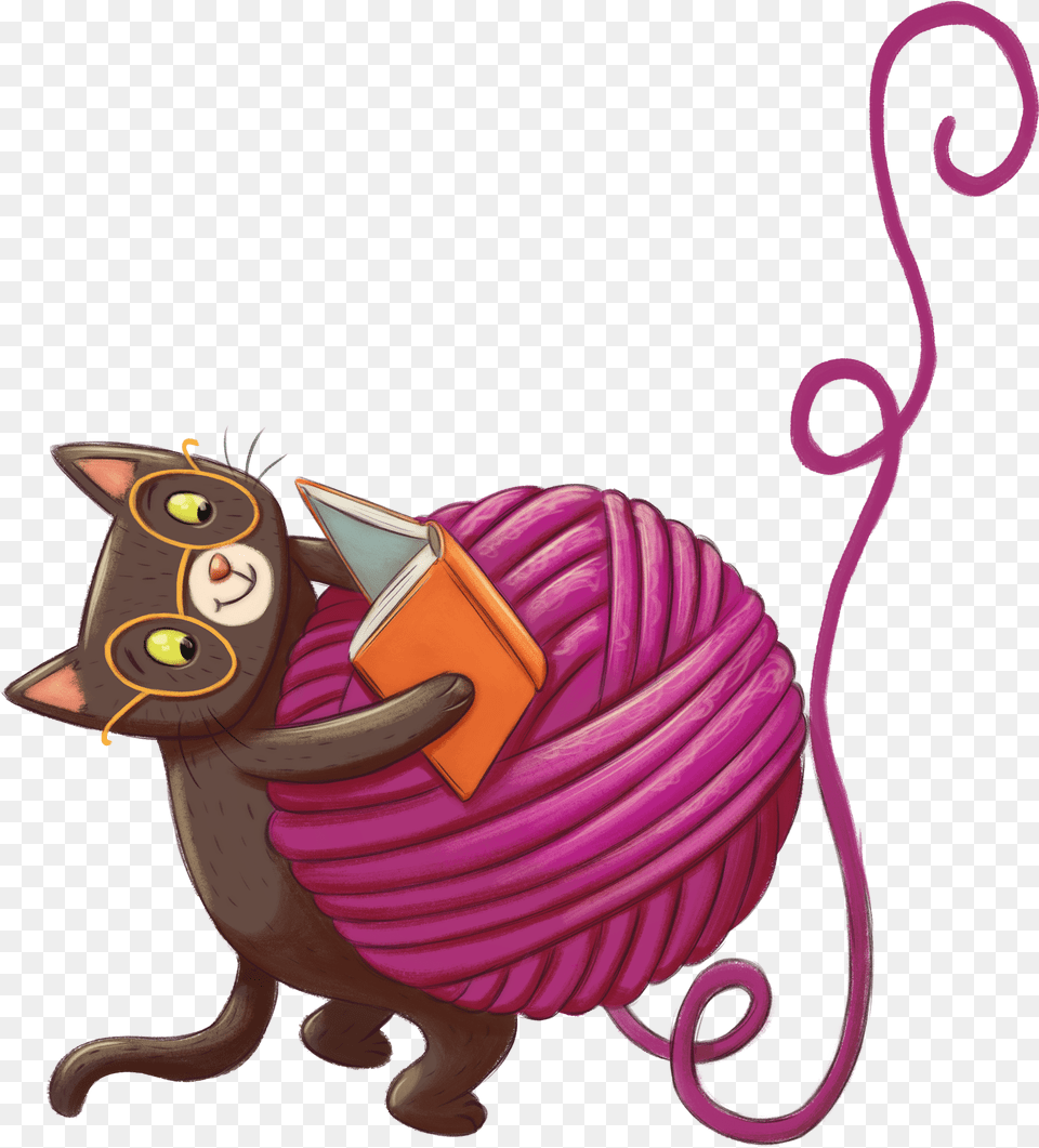 Cat With Yarn Cat With Toy Clipart, Purple Free Png