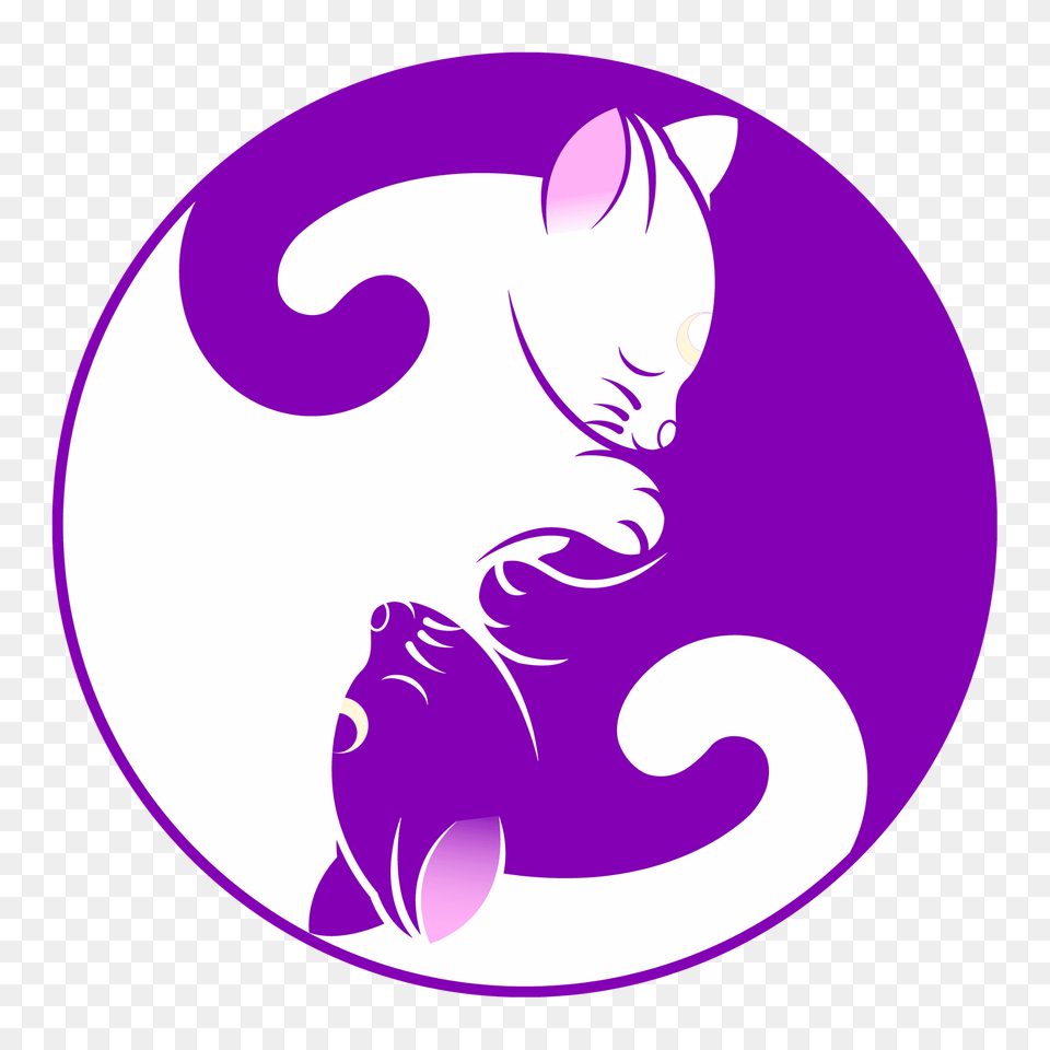 Cat Yin Yang Clipart, Purple, Logo Free Transparent Png