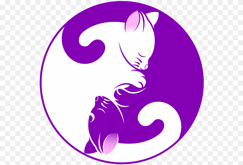 Cat Yin Yang Kitten Symbol Purple Yin Yang Cute Luna Artemis Yin Yang, Art, Graphics, Disk, Logo Free Png
