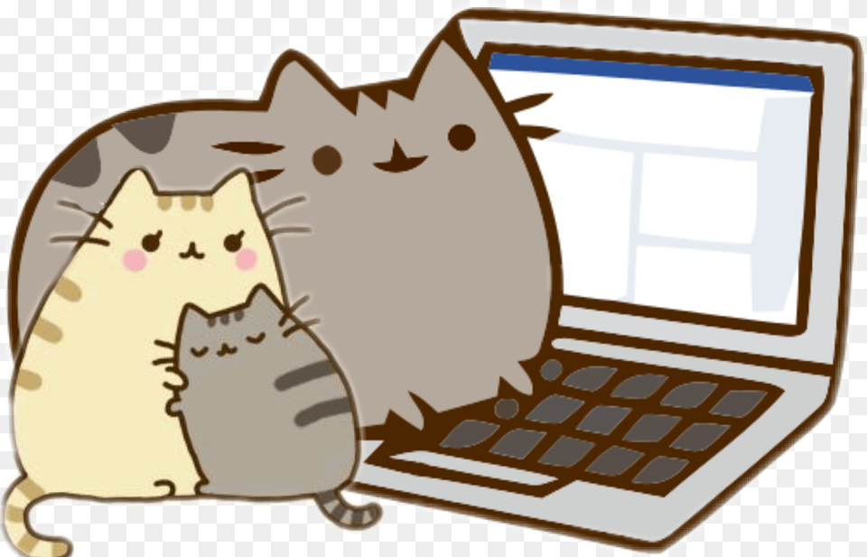 Catcartoonclip Artsmall To Medium Sized Pusheen Gif No Background, Computer, Electronics, Pc, Laptop Png