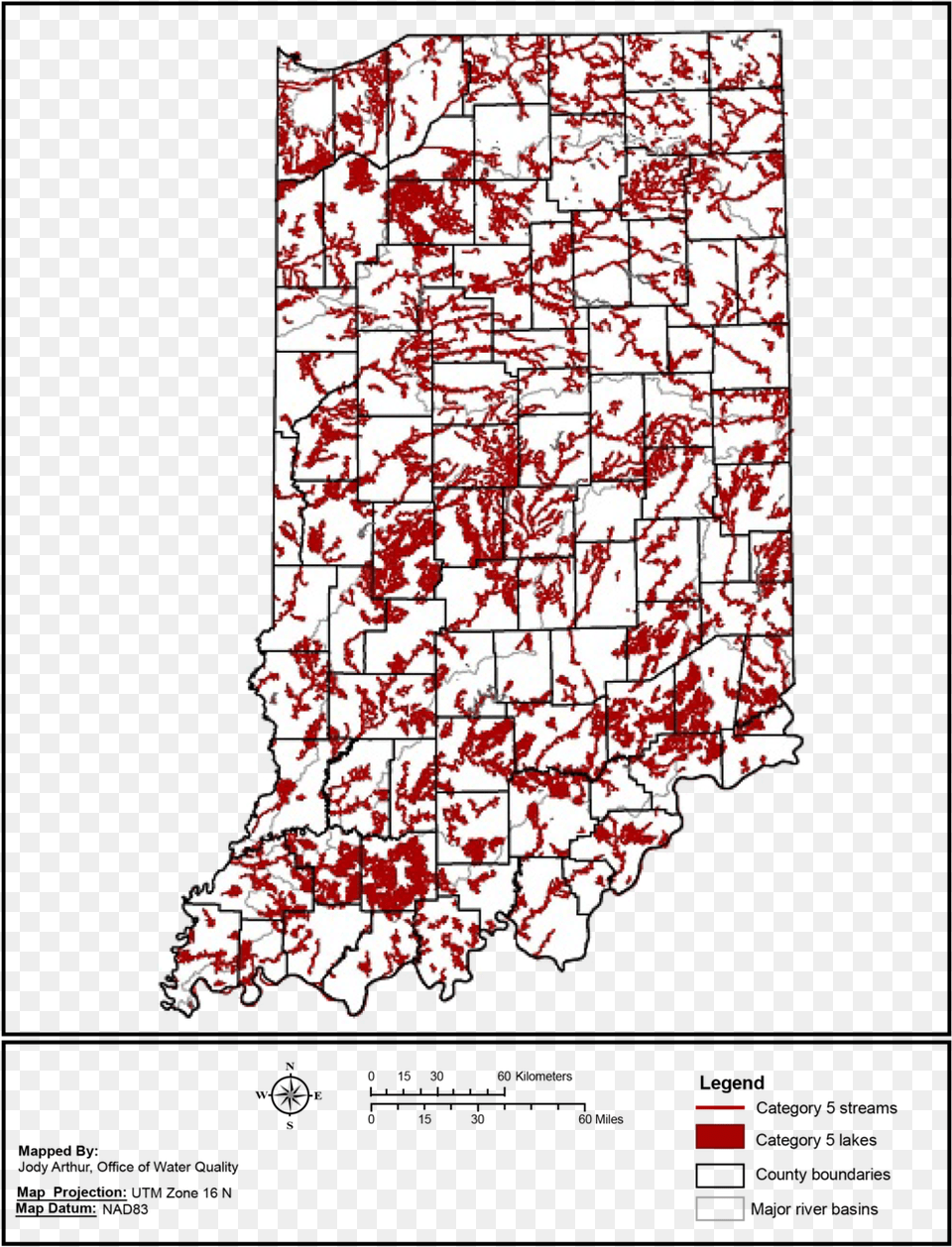 Category 5 Impaired Streams And Lakes In Indiana Water Quality In Indiana, Chart, Plot, Atlas, Diagram Free Png