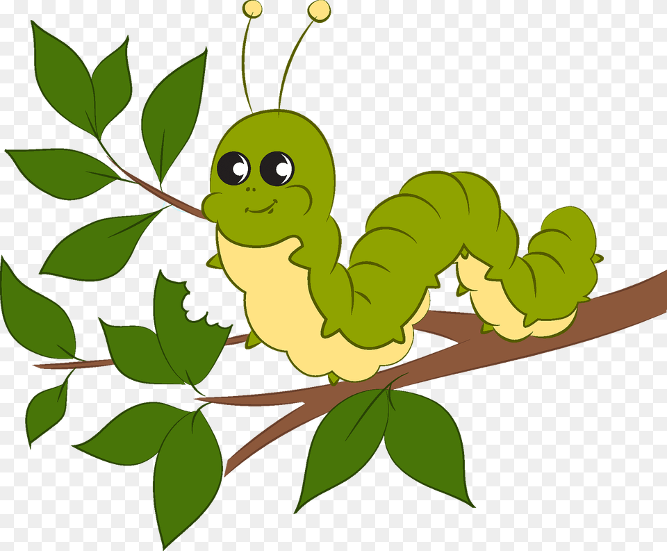 Caterpillar Clipart, Green, Leaf, Plant, Vegetation Png Image