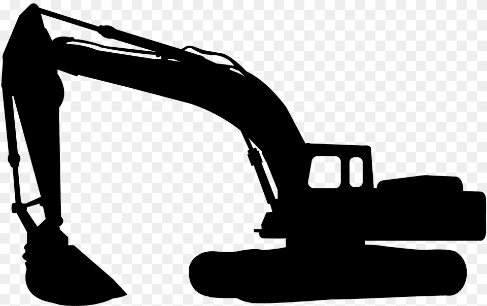 Caterpillar Excavator Silhouette, Machine, Bulldozer Png Image