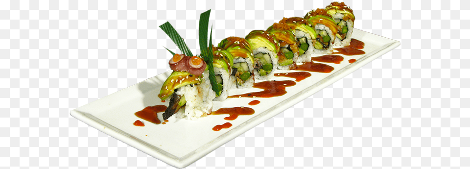 Caterpillar Roll California Roll, Dish, Food, Meal, Food Presentation Free Png