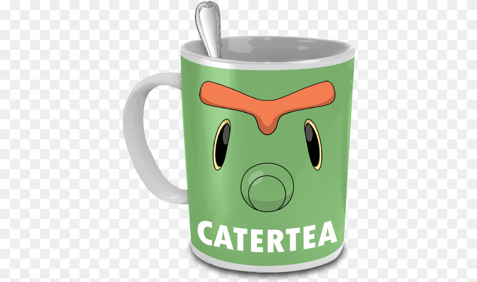 Catertea The Caterpie Face Pokemon 15oz Mug Mug, Cup, Cutlery, Beverage, Coffee Free Png