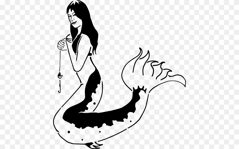 Catfish Mermaid, Stencil, Adult, Female, Person Png Image