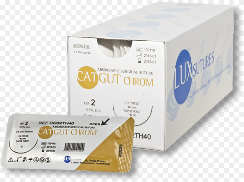 Catgut Chrom Packaging Surgical Sutures Box, Text, Business Card, Paper, Cardboard Free Png Download