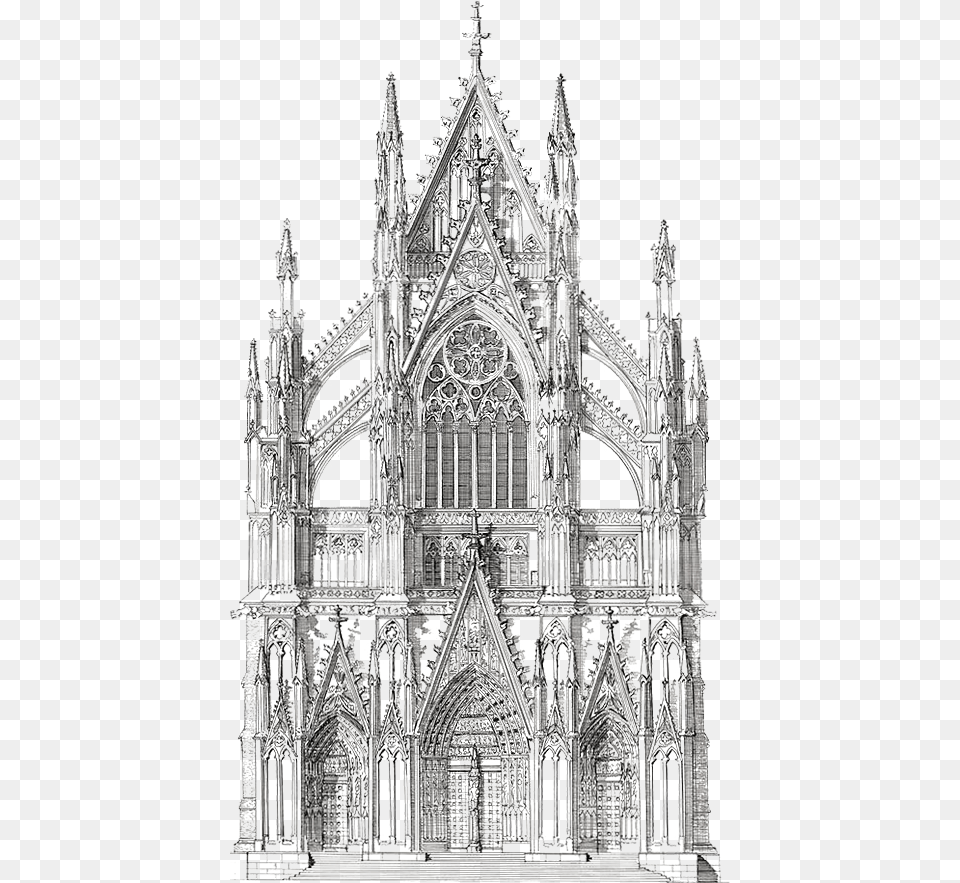 Catholic Drawing Gothic Church Cathedral Architecture Drawing, Arch, Building, Gothic Arch, Art Png Image