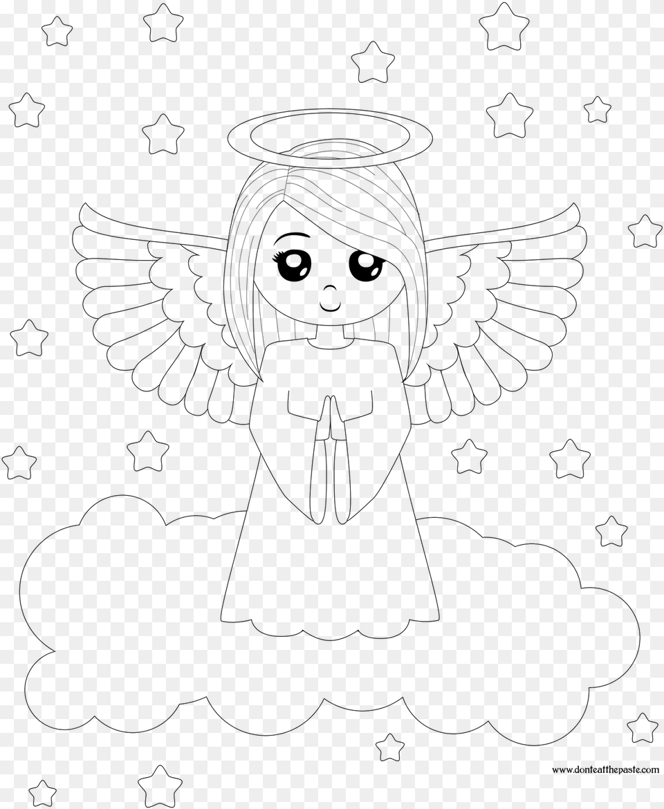 Catholic Drawing Guardian Angel Line Art, Gray Free Png Download