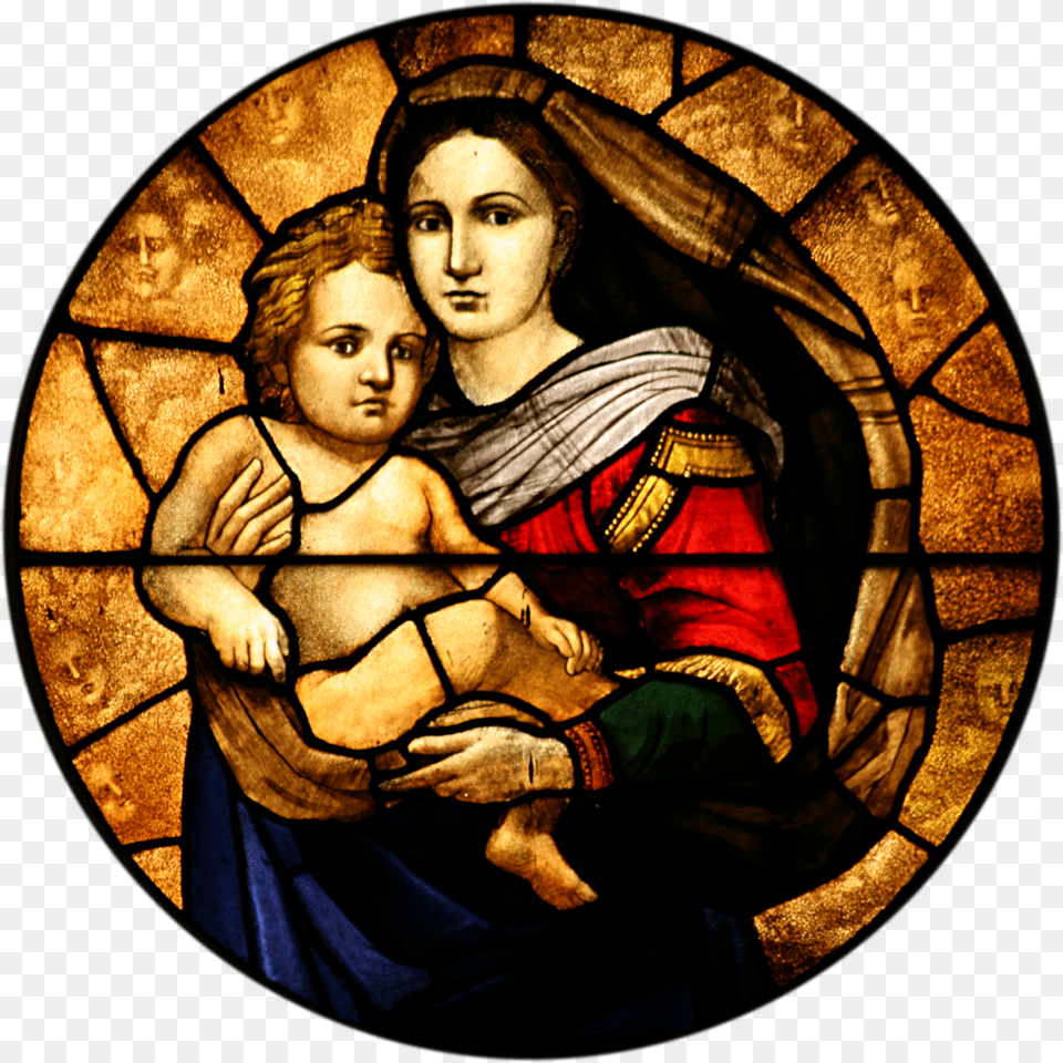 Catholic Stained Glass Window Download Anglican Mary Stained Glass, Art, Person, Face, Head Free Png