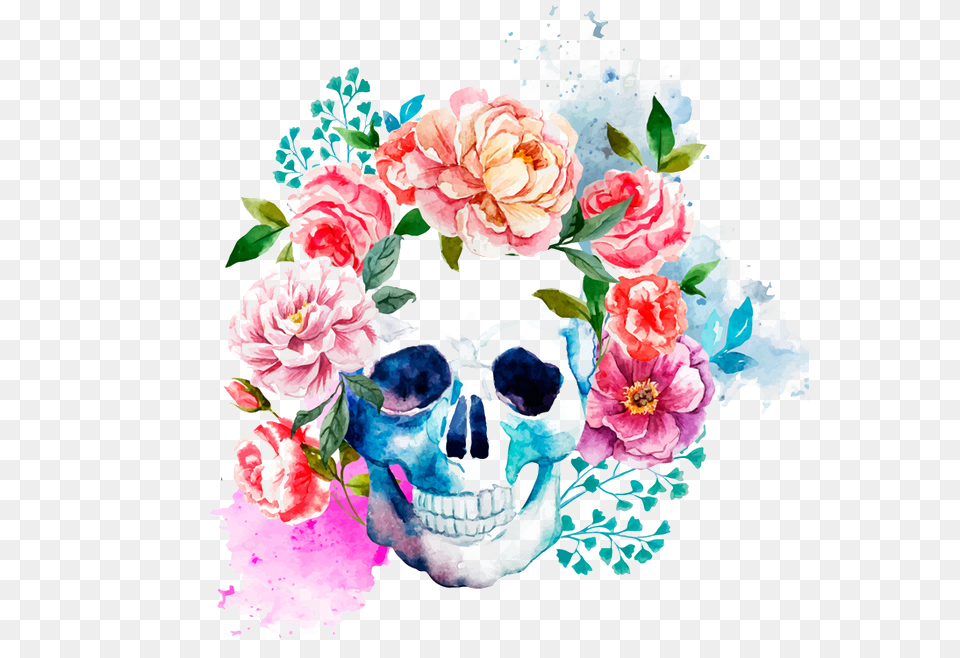 Catrina And Vectors For Download Dlpngcom Watercolor Skull With Flowers, Art, Graphics, Floral Design, Pattern Png Image