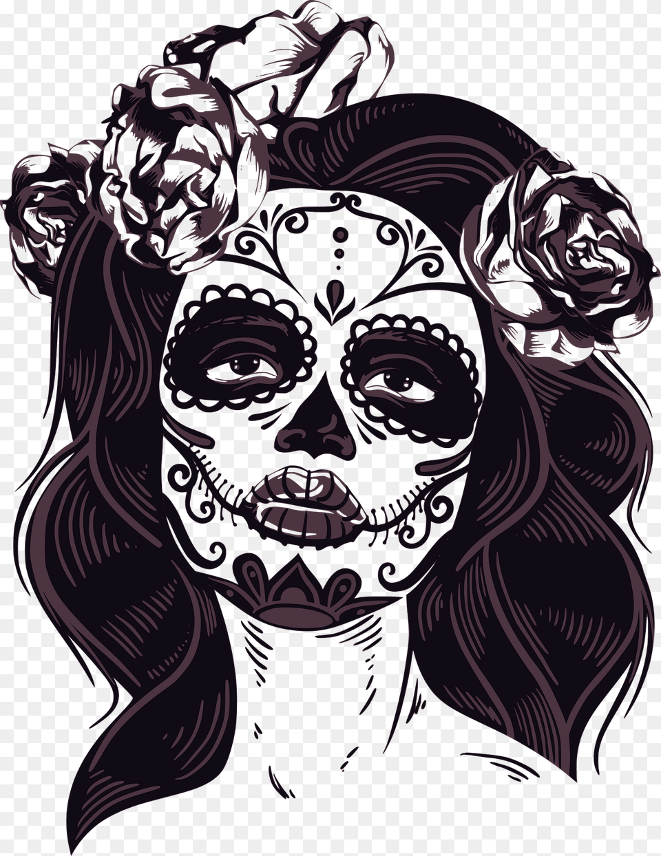 Catrina Clipart, Art, Drawing, Face, Head Png Image