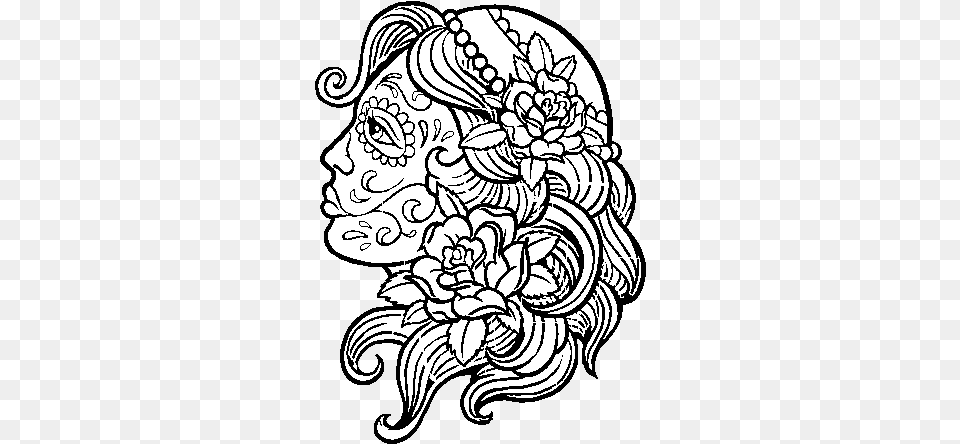 Catrina Tattoo Coloring, Art, Floral Design, Graphics, Pattern Free Png Download