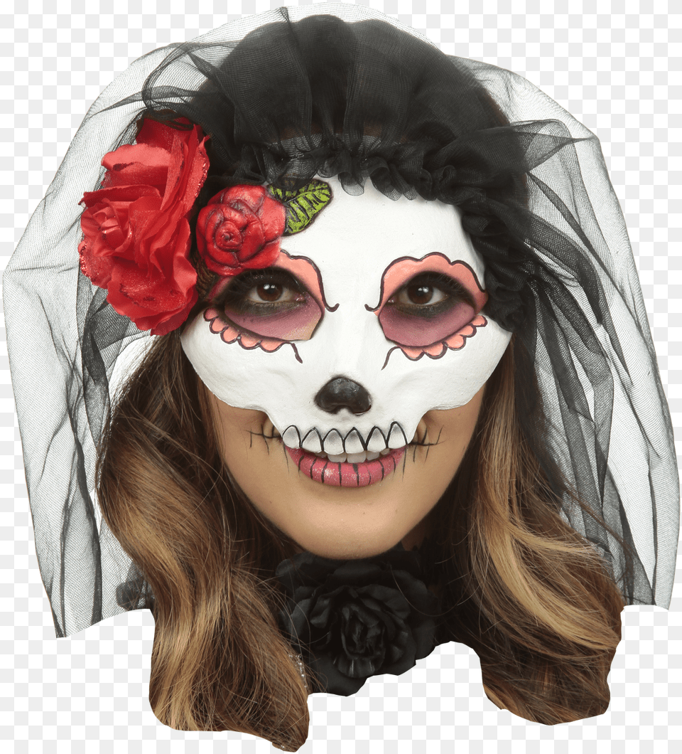 Catrina With Veil Colored 12 Halloween Costume, Adult, Portrait, Photography, Person Png Image