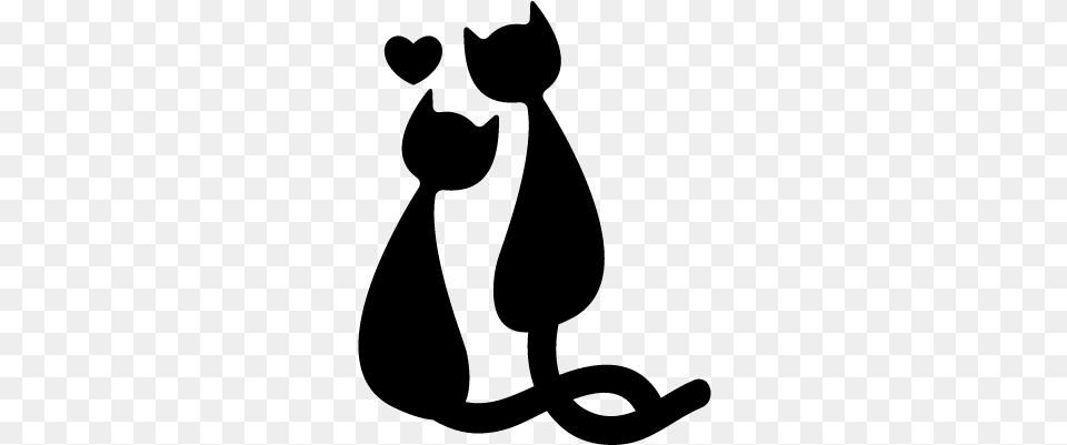 Cats Couple In Love Vector Cat Couple Silhouette, Gray Free Transparent Png